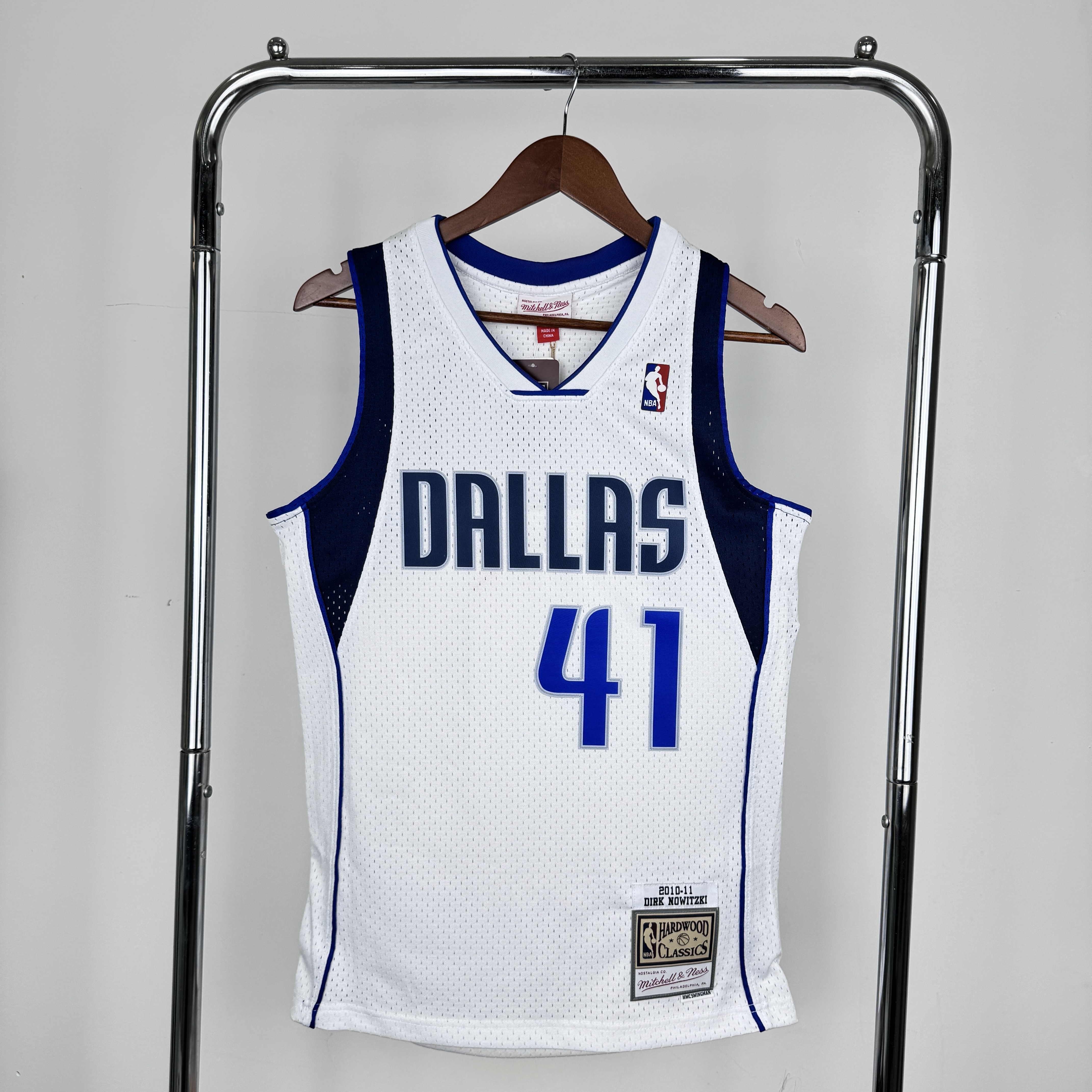 Men Dallas Mavericks #41 Nowitzki White Throwback Season Game NBA Jersey